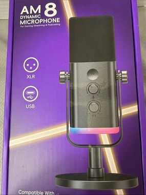 Fifine AM8 Dynamic Microphone XLR/USB Podcast Gaming Streaming Desktop Stand